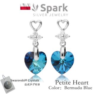 ハート,ピアス,スワロフスキー,ブルー