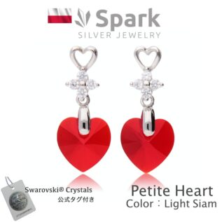 ハート,ピアス,スワロフスキー,swarovski,赤