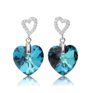 ハート,ピアス,青,スワロフスキー,ブルー