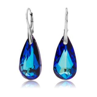 ティアドロップピアス,スワロフスキー,ブルー,swarovski,シルバー