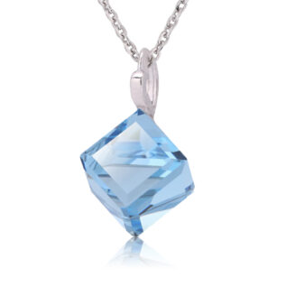 アクアマリンネックレス,キューブ,誕生日プレゼント,女性,レディースネックレス,誕生石