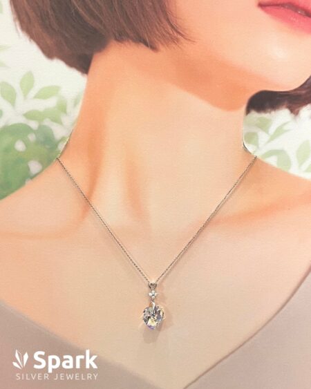 ハートネックレス,スワロフスキーネックレス,オーロラ,レディース