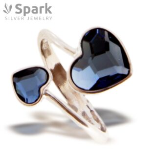 ハートリング,ハート,リング,指輪,青,ブルー,スワロフスキー