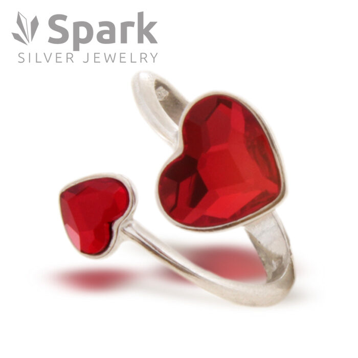 ハート 指輪,ハート指輪,ハートリング,ハート リング,指輪,リング,赤,スワロフスキーリング,スワロフスキー指輪