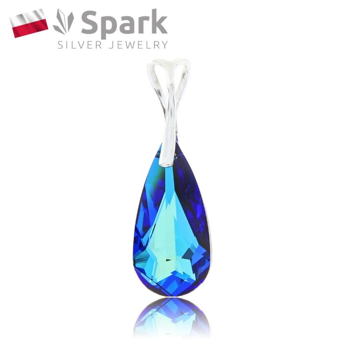 ペンダント,メンズ,青,スワロフスキー,ティアドロップ