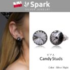 ピアス,クリスタル.大粒,シルバー,グレー