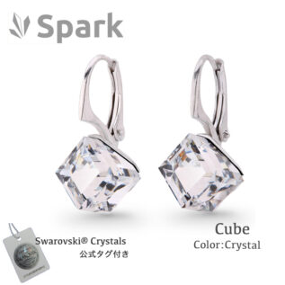 スワロフスキー キューブピアス 透明 スワロフスキーのキューブピアス、透明