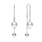 【Spark】 上品なパール ロングピアス チェーン アメリカン レディース スワロフスキー®・クリスタル Hazen ホワイト・パール KWK581012W