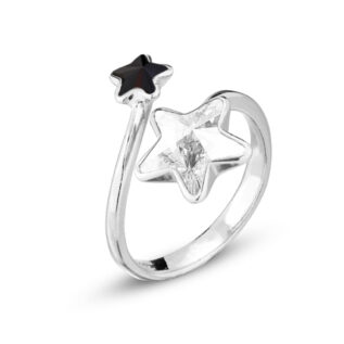 【Spark】 スター 星 リング 指輪 スワロフスキー®・クリスタル シルバー 925 レディース 誕生日 プレゼント クリスタル/ジェット P4745CJ