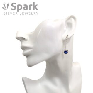 チェーンピアス,サファイア,スワロフスキー