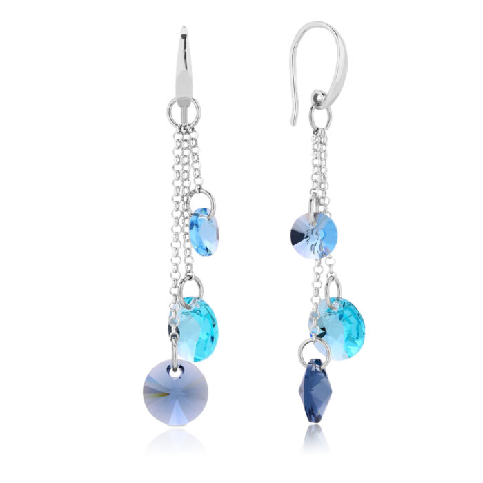 ピアス,スワロフスキー,チェーン,ゆれる,ブルー ピアス,スワロフスキー,チェーン,ゆれる,ブルー