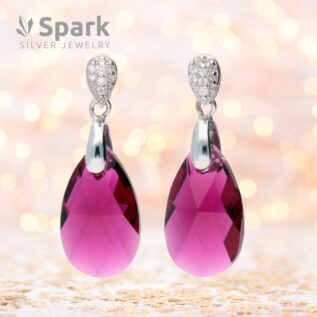 ルビー ピアス,ピアス,スワロフスキー,スワロフスキーピアス,ドロップ