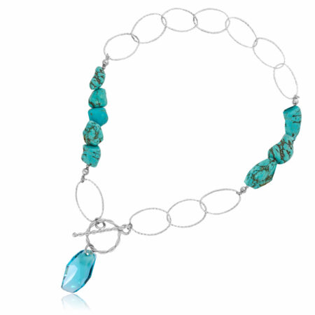 ネックレス,シルバー,ターコイズ,swarovski