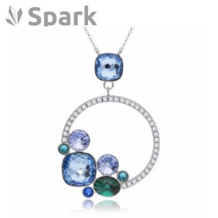 ネックレス,スワロフスキー,大きめ,アクアマリン,ドレス,パーティー