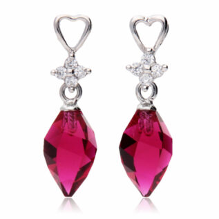 ルビーピアス,swarovskiピアス,7月誕生石,誕生日プレゼント,ピアス