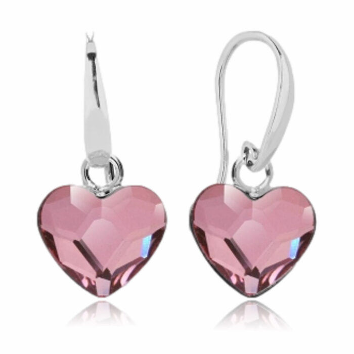 ハート ピアス,スワロフスキー ピアス,かわいいピアス,くすみピンク,swarovski