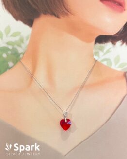 ネックレス,ハート,赤,ハートネックレス,swarovski,swarovskiネックレス