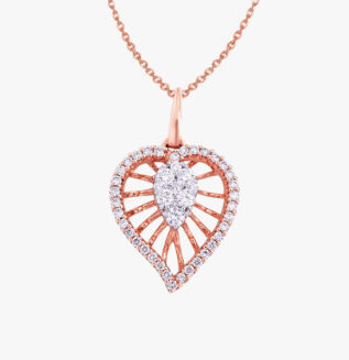 Hamsa Evil Diamond Dangling Heart Pendant